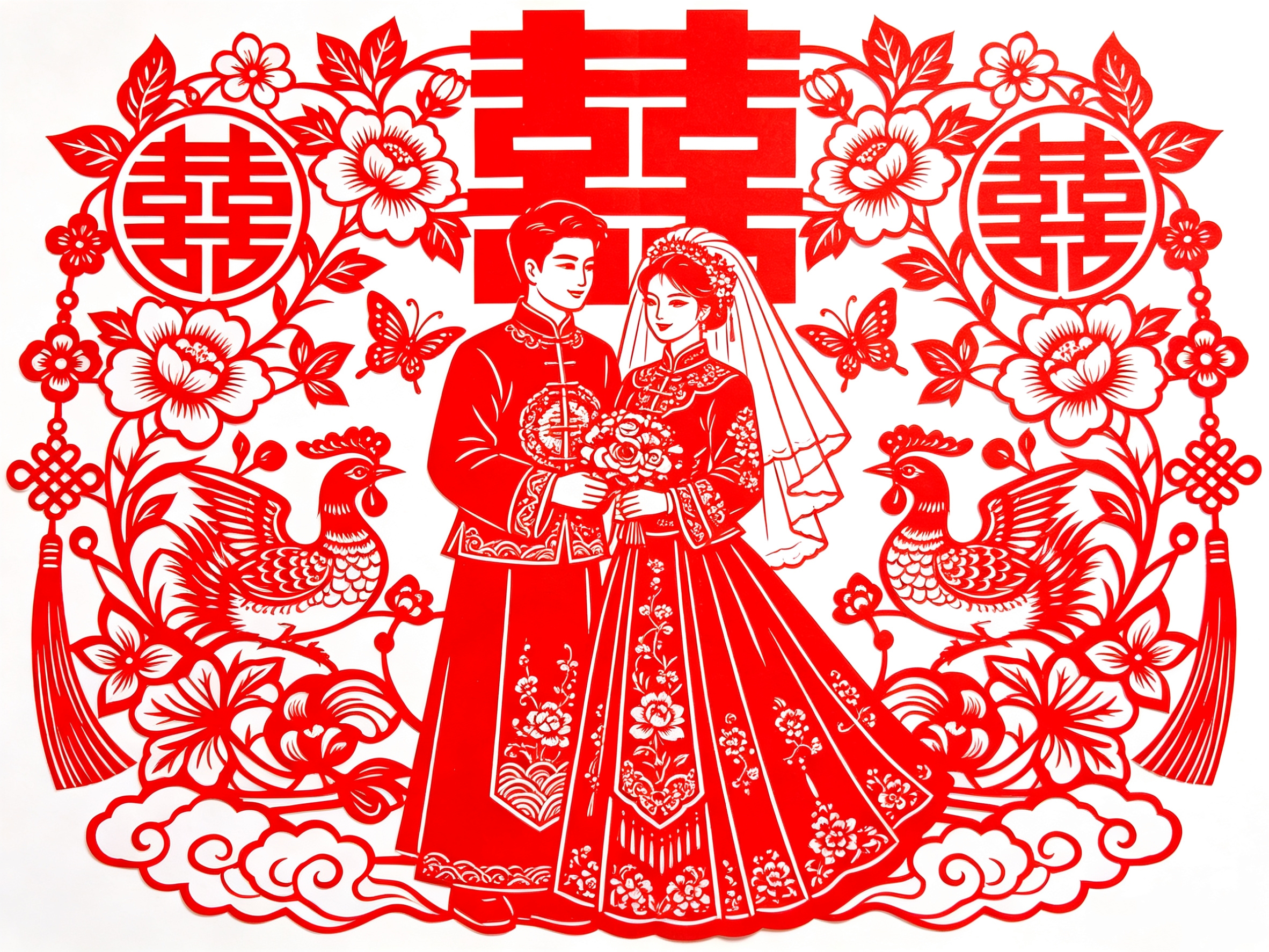 婚嫁题材剪纸
